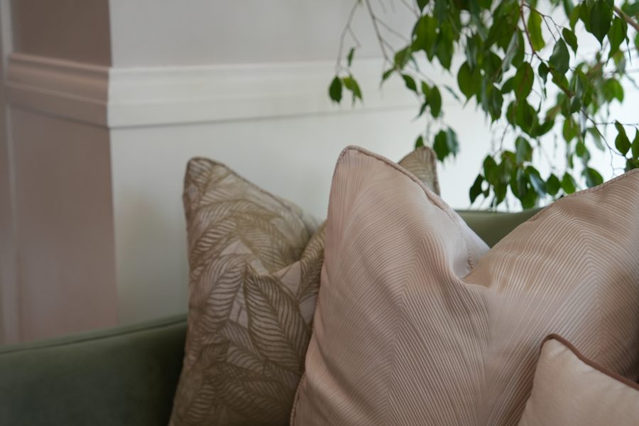 Cushions in blush and sage
