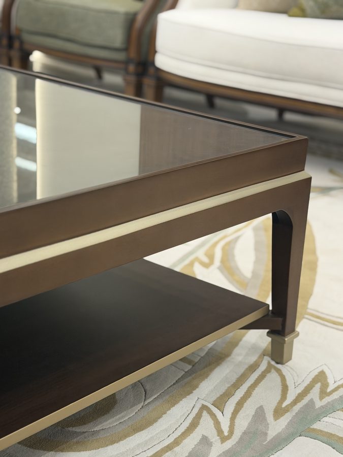 Coffee table with brass detailing
