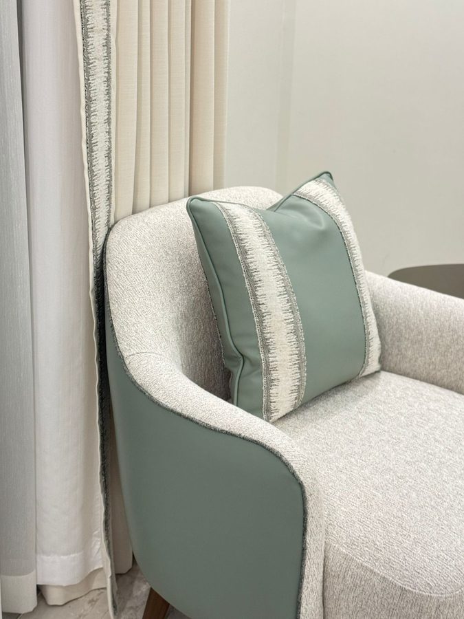 Sage-and-cream armchair