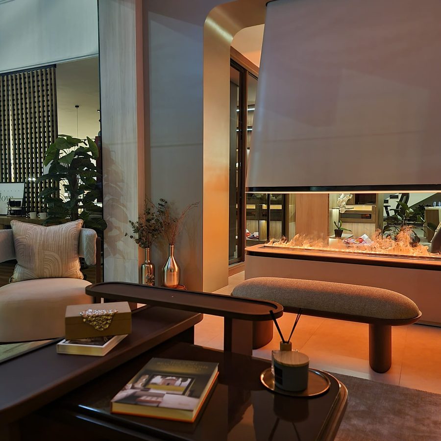 Fireplace lounge, evening